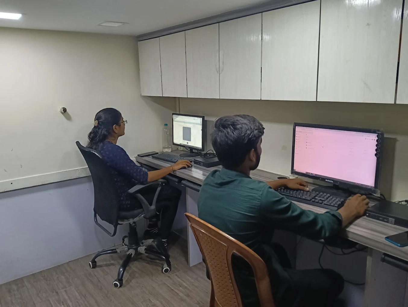 students learning